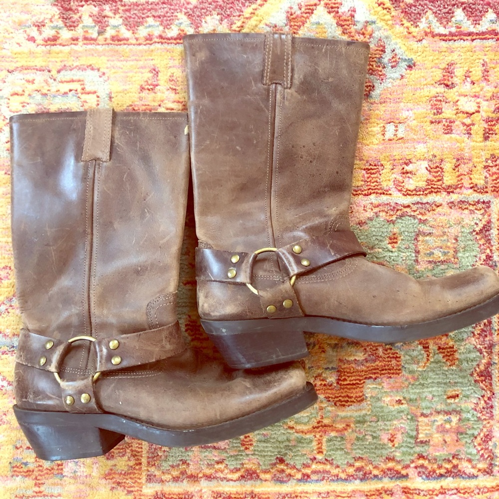 Genuine leather & brass harness Moto boot